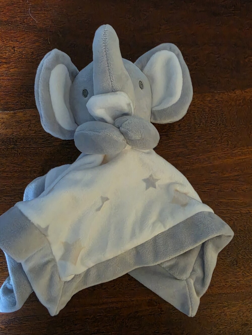 Lullaby Lane Plush Elephant Security Blanket Lovey 12"x12" Gray With Stars